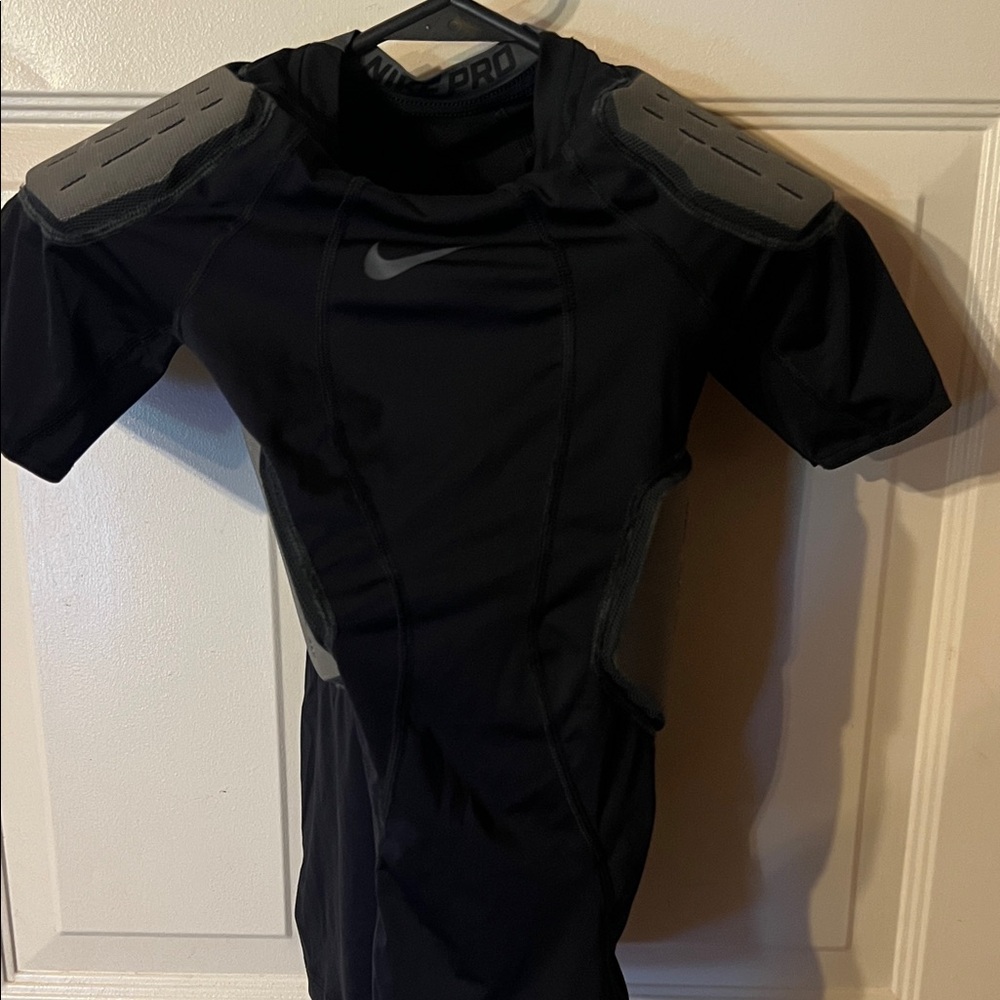 Nike Kids Black and Gray compression padded football shirt